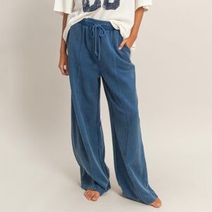 Acid Wash French Terry Wide-leg Pants